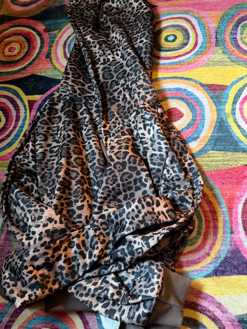 Leopard Print Bomber Jacket - Brown/Black
